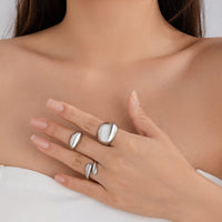 Thumbnail for Elegant 3Pcs Gold Silver Plated Glossy Ring Set - ArtGalleryZen