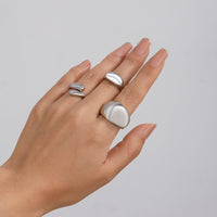 Thumbnail for Elegant 3Pcs Gold Silver Plated Glossy Ring Set