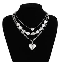 Thumbnail for Elegant 3pcs Gold Silver Plated Heart Pendant Pearl Necklace Set - ArtGalleryZen