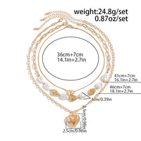 Thumbnail for Elegant 3pcs Gold Silver Plated Heart Pendant Pearl Necklace Set - ArtGalleryZen