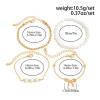 Thumbnail for Elegant 4pcs Bowknot Charm Pearl Rope Chain Bracelet Set - ArtGalleryZen