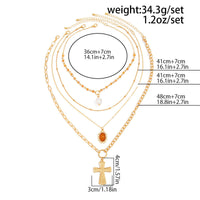 Thumbnail for Elegant 4pcs Cross Flower Pearl Pendant Crystal Chain Necklace Set - ArtGalleryZen