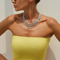 Thumbnail for Elegant 4pcs Enamel Butterfly Flower Starfish Pendant Seed Beaded Necklace Set - ArtGalleryZen