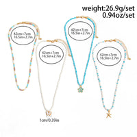 Thumbnail for Elegant 4pcs Enamel Butterfly Flower Starfish Pendant Seed Beaded Necklace Set - ArtGalleryZen
