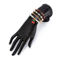 Thumbnail for Elegant 4pcs Enamel Cherry Pearl Chain Bracelet Set - ArtGalleryZen