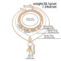 Thumbnail for Elegant 4pcs Irregular Pearl Round Disk Tassel Cable Chain Necklace Set - ArtGalleryZen