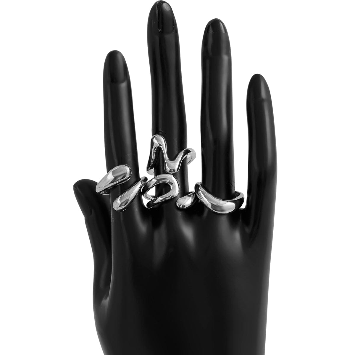 Elegant 4Pcs Metallic Waterdrop Open Ring Set - ArtGalleryZen