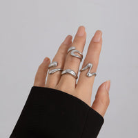 Thumbnail for Elegant 4Pcs Metallic Waterdrop Open Ring Set