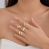 Thumbnail for Elegant 4Pcs Metallic Waterdrop Open Ring Set