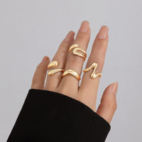 Thumbnail for Elegant 4Pcs Metallic Waterdrop Open Ring Set