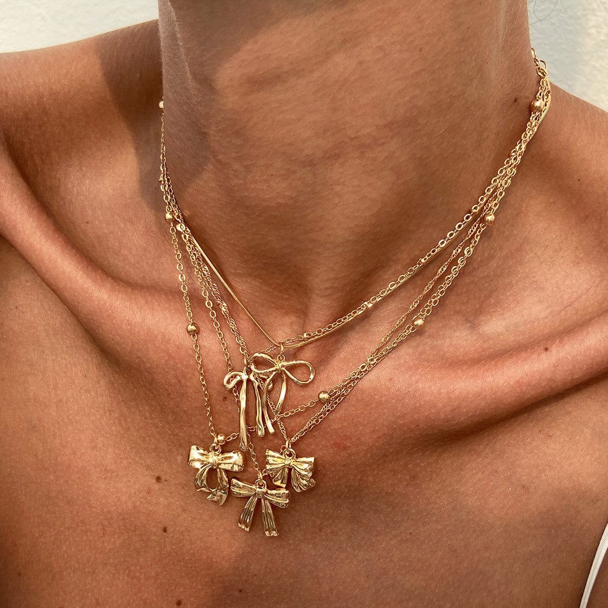 Elegant 5pcs Bowknot Charm Saturn Chain Necklace Set - ArtGalleryZen