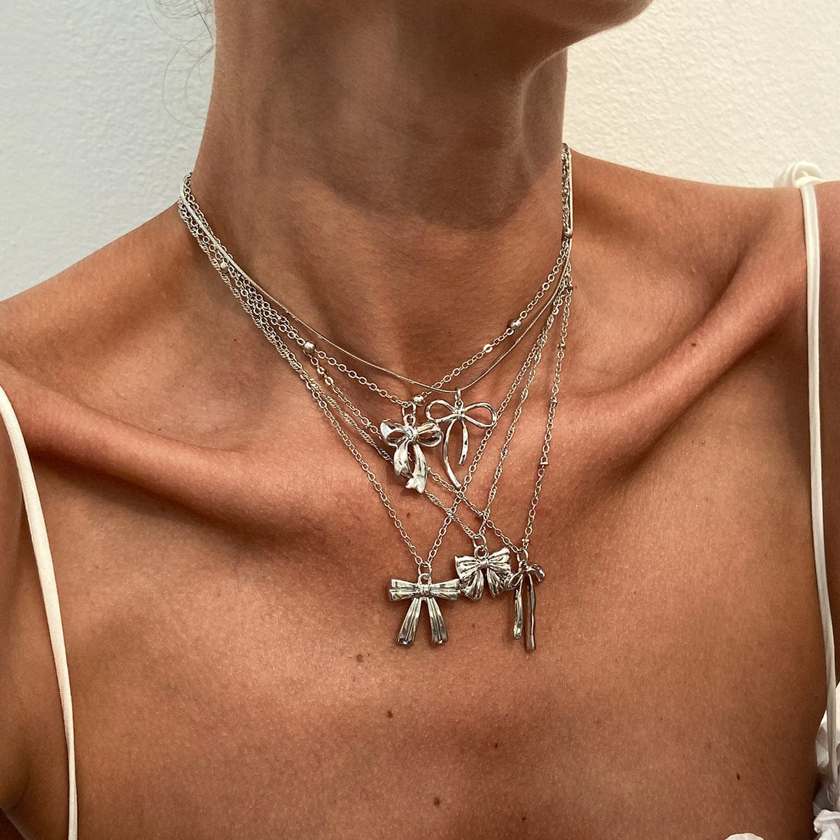 Elegant 5pcs Bowknot Charm Saturn Chain Necklace Set - ArtGalleryZen