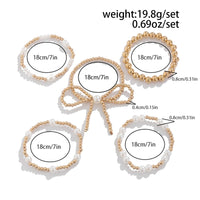 Thumbnail for Elegant 5pcs Gold Plated Bowknot Pearl Chain Bracelet Set - ArtGalleryZen