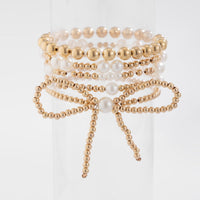 Thumbnail for Elegant 5pcs Gold Plated Bowknot Pearl Chain Bracelet Set - ArtGalleryZen