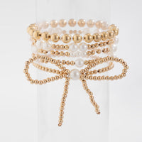 Thumbnail for Elegant 5pcs Gold Plated Bowknot Pearl Chain Bracelet Set