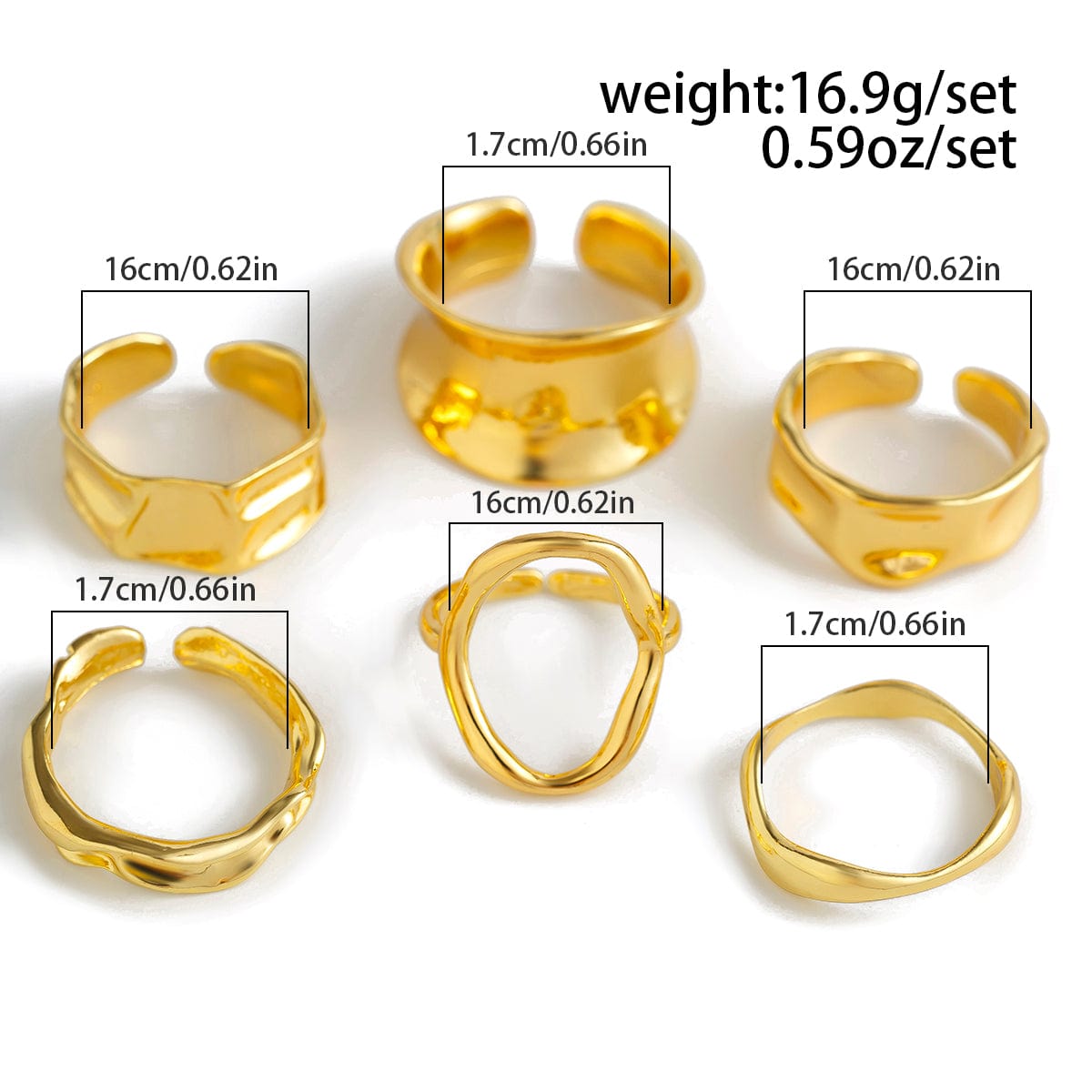 Elegant 6Pcs Geometric Patterns Ring Set