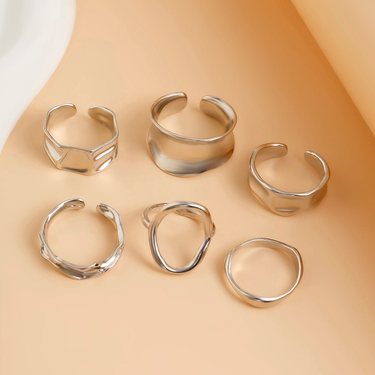 Elegant 6Pcs Geometric Patterns Ring Set