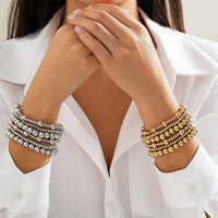 Thumbnail for Elegant 6pcs Gold Silver Tone Ball Chain Bracelet Set