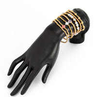 Thumbnail for Elegant 7pcs Star Cross Charm Pearl Beaded Chain Bracelet Set - ArtGalleryZen