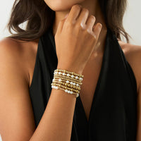 Thumbnail for Elegant 8pcs Gold Plated Pearl Beaded Chain Bracelet Set - ArtGalleryZen