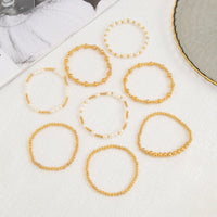 Thumbnail for Elegant 8pcs Gold Plated Pearl Beaded Chain Bracelet Set - ArtGalleryZen