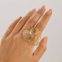 Thumbnail for Elegant Abstract Rhinestone Inlaid Flower Ring