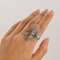 Thumbnail for Elegant Abstract Rhinestone Inlaid Flower Ring