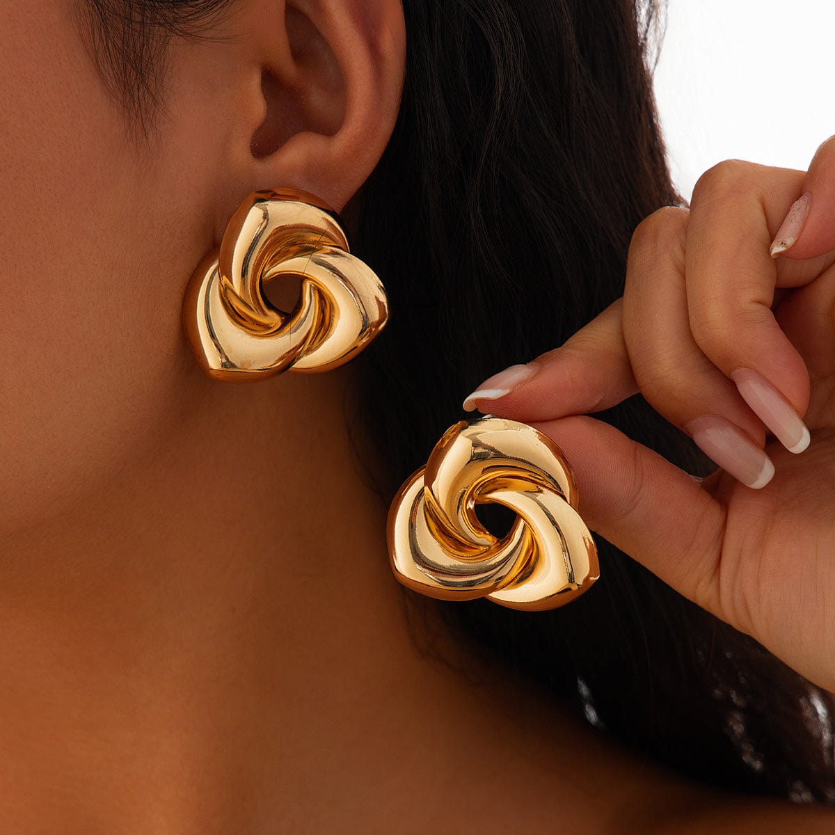 Elegant Abstract Spiral Rose Flower Stud Earrings