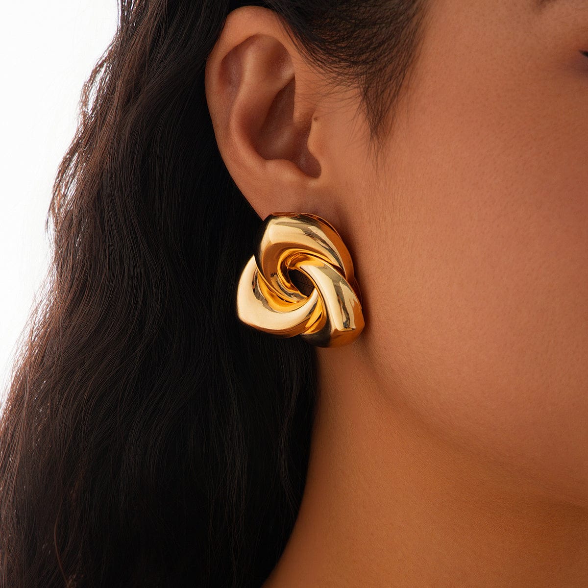 Elegant Abstract Spiral Rose Flower Stud Earrings