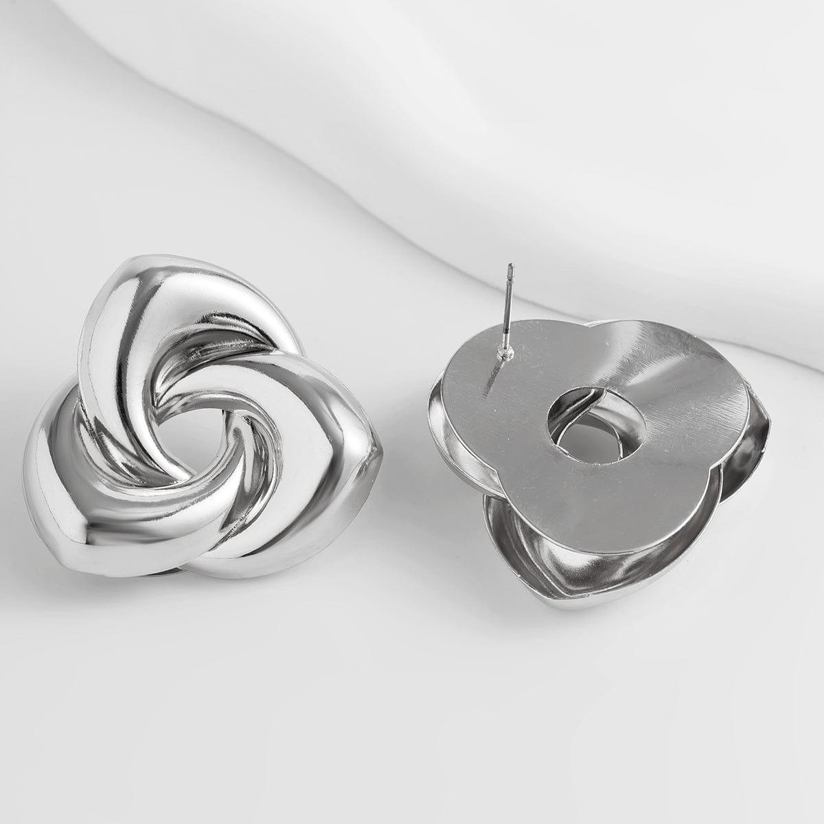 Elegant Abstract Spiral Rose Flower Stud Earrings