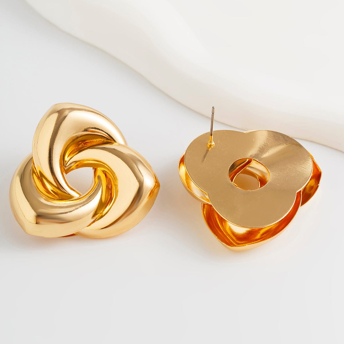 Elegant Abstract Spiral Rose Flower Stud Earrings