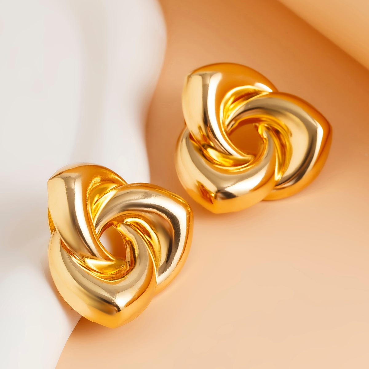 Elegant Abstract Spiral Rose Flower Stud Earrings