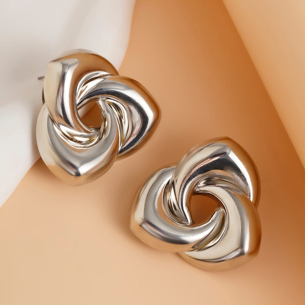 Elegant Abstract Spiral Rose Flower Stud Earrings