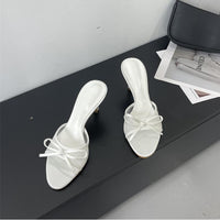 Thumbnail for Elegant Bowknot Mesh Round Head Thin Heel Sandals - ArtGalleryZen