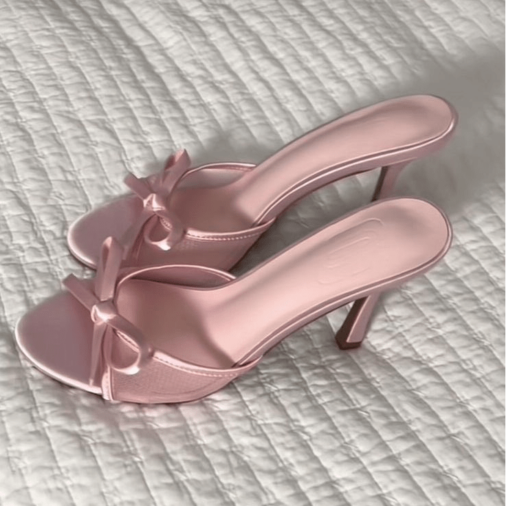 Elegant Bowknot Mesh Round Head Thin Heel Sandals - ArtGalleryZen