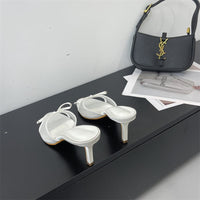 Thumbnail for Elegant Bowknot Mesh Round Head Thin Heel Sandals - ArtGalleryZen