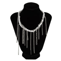 Thumbnail for Elegant Box Curb Chain Tassel Pearl Choker Necklace - ArtGalleryZen