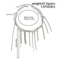 Thumbnail for Elegant Box Curb Chain Tassel Pearl Choker Necklace - ArtGalleryZen