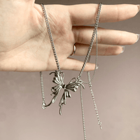 Thumbnail for Elegant Butterfly Charm Rhinestone Chain Tassel Y Necklace - ArtGalleryZen