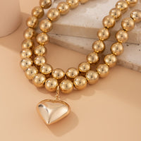 Thumbnail for Elegant Chunky 2 Peices Heart Pendant Ball Chain Necklace Set