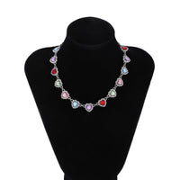 Thumbnail for Elegant Colorful CZ Inlaid Heart Chain Necklace - ArtGalleryZen