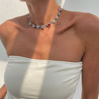 Thumbnail for Elegant Colorful CZ Inlaid Heart Chain Necklace - ArtGalleryZen