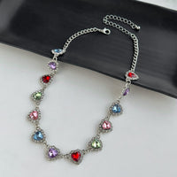 Thumbnail for Elegant Colorful CZ Inlaid Heart Chain Necklace - ArtGalleryZen