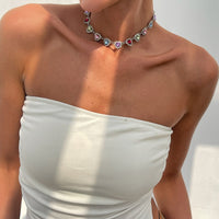 Thumbnail for Elegant Colorful CZ Inlaid Heart Chain Necklace - ArtGalleryZen