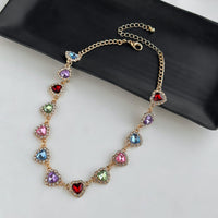 Thumbnail for Elegant Colorful CZ Inlaid Heart Chain Necklace - ArtGalleryZen