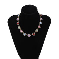 Thumbnail for Elegant Colorful CZ Inlaid Heart Chain Necklace - ArtGalleryZen