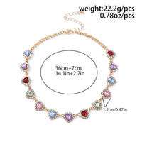 Thumbnail for Elegant Colorful CZ Inlaid Heart Chain Necklace - ArtGalleryZen