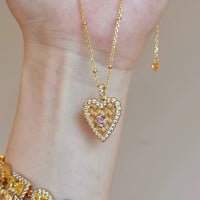 Thumbnail for Elegant CZ Inlaid Braided Heart Necklace - ArtGalleryZen