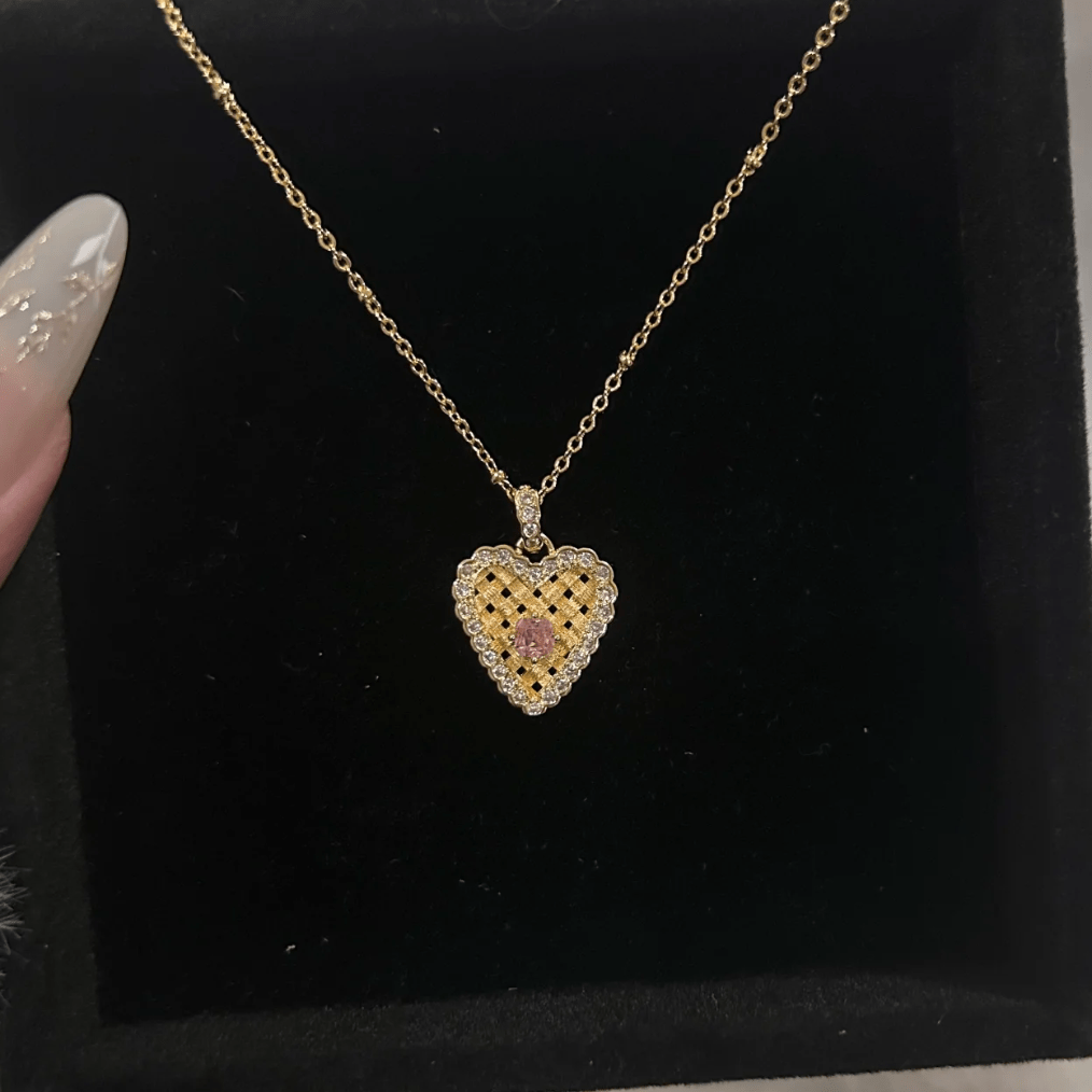 Elegant CZ Inlaid Braided Heart Necklace - ArtGalleryZen