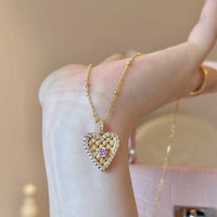 Thumbnail for Elegant CZ Inlaid Braided Heart Necklace - ArtGalleryZen